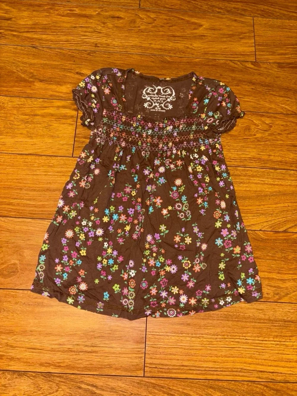 Brown floral Y2K babydoll top